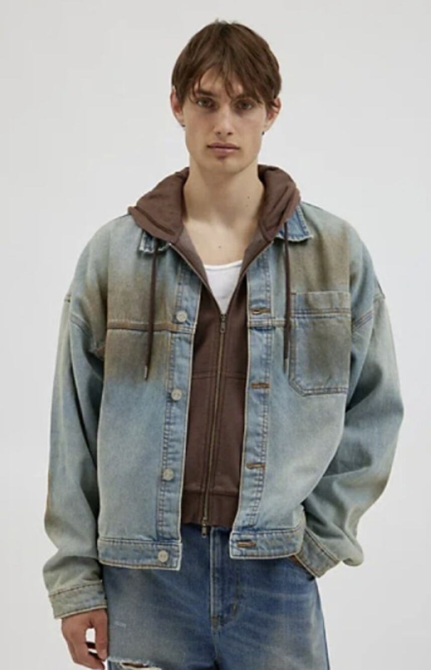 BDG Mens XL Essential Light Mud Wash Frisco Boxy Denim Jacket Streetwear HR11-30